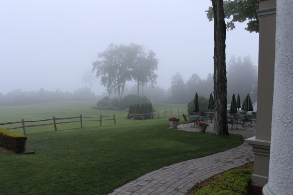 The fog was thick and getting thicker.  From the Straits of Mackinac the sound of the foghorn floated across the grounds, and I had to lower the camera and blink back tears.