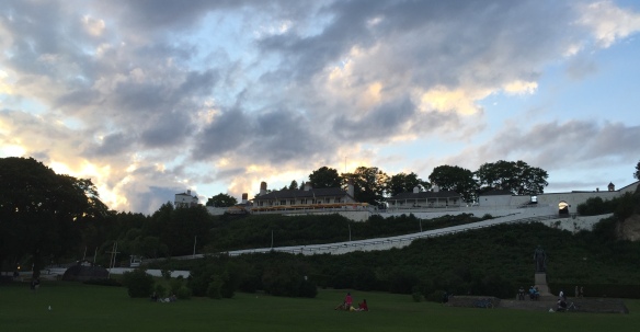 A beautiful array of clouds over Fort Mackinac as dusk settles over the island.