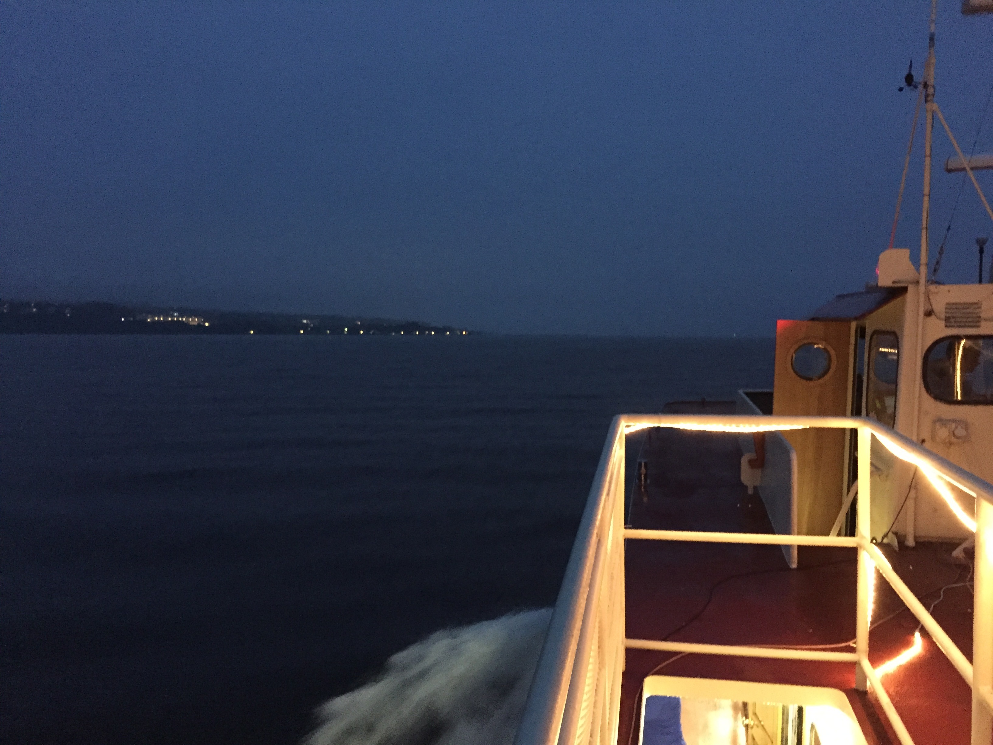 Coming back across the Straits at night is always a beautiful experience - with the island
